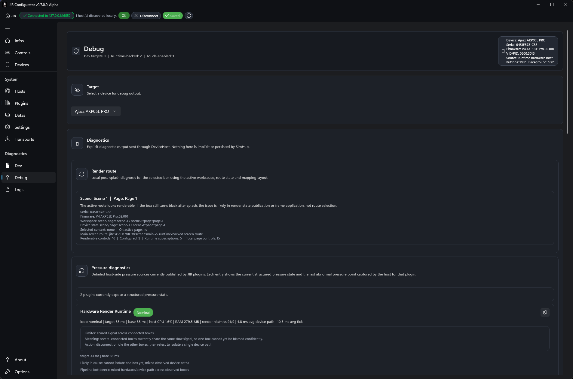 Debug tab overview